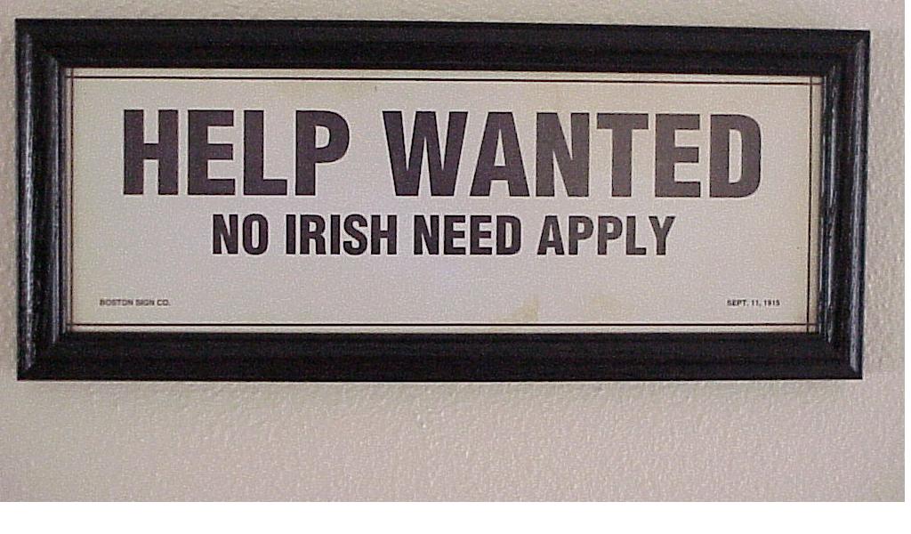 help wanted no irish sign